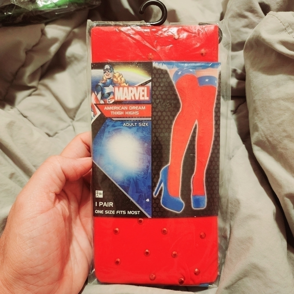 NWT Marvel American Dream Thigh High Stockings Adult One Size Fits Most Standard